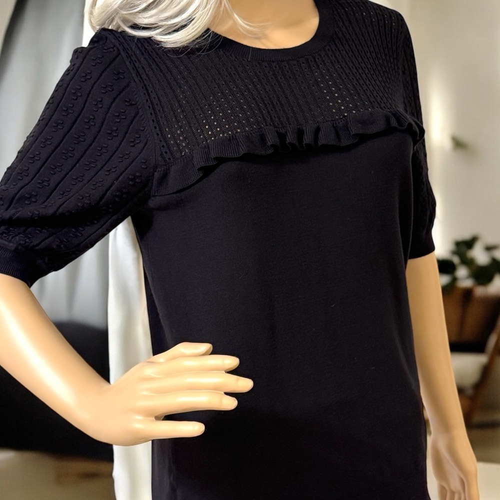 LOFT Blouse Dressy Casual Black Rayon Blouse Shirt Top Sz Small - Picture 2 of 11